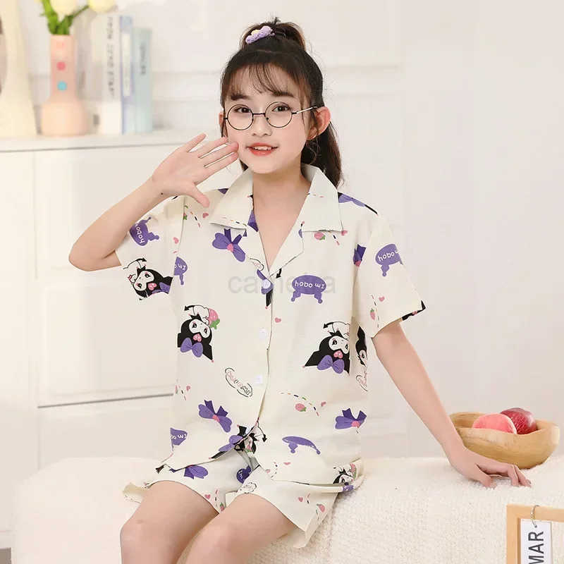 Sanrio Summer Pajamas 2024 New Childrens Home Service Suit Little Girls Short-Sleeved Shorts Summer Air-Conditioned Clothes XJ250618XJ250618