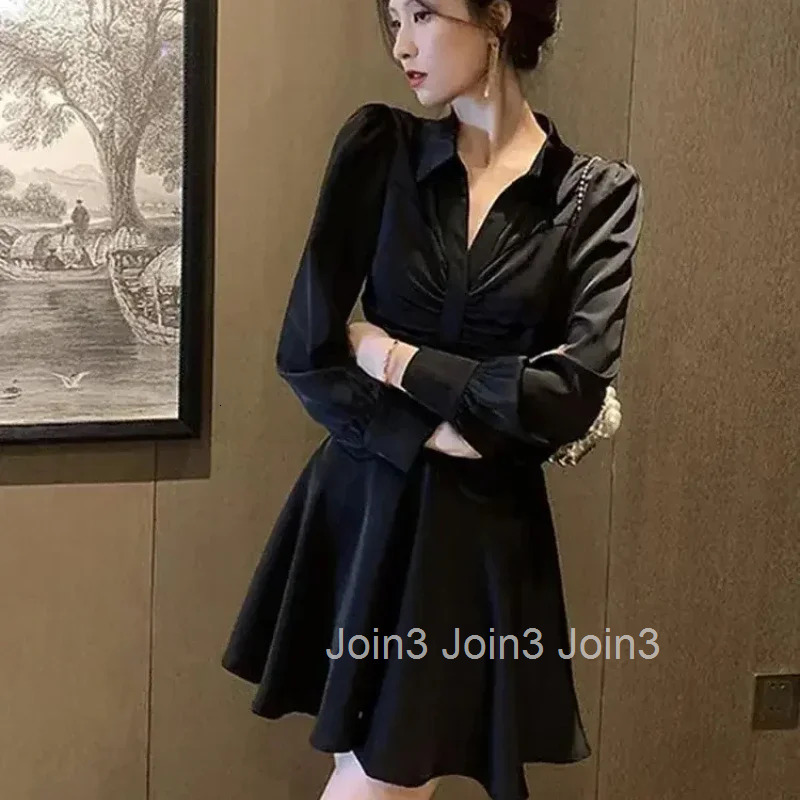 Korean Style Female Dress A Line Womens Long Sleeve Dresses New Full Aesthetic Trendy Elegant and Pretty Harajuku Hot Party Xxl