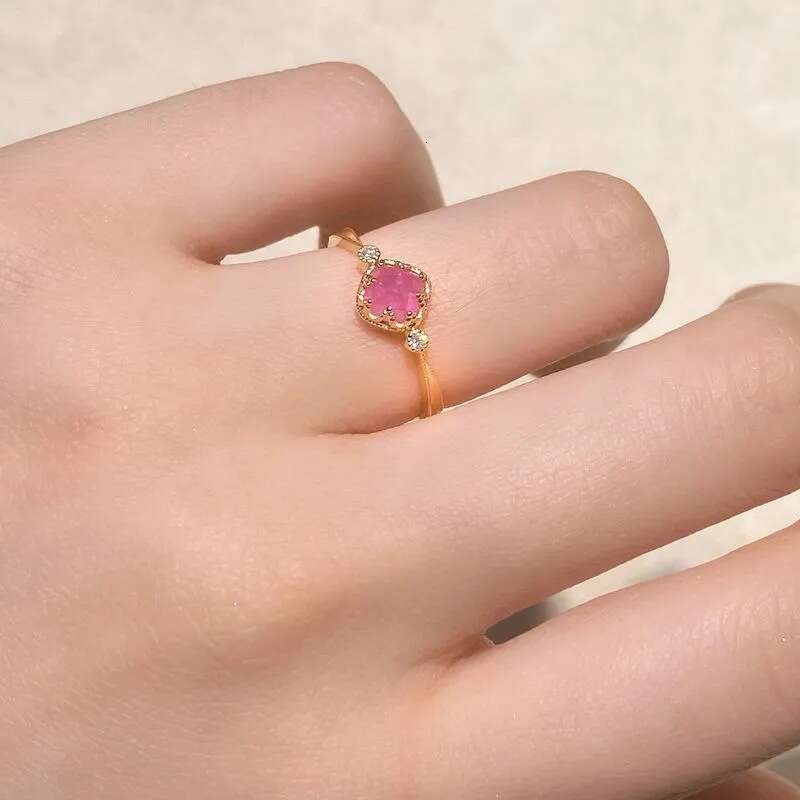 Grenade Drunken Encounter Natural Same Style Green Chalcedony Red Pomegranate Tower Top Sugar Bag Mountain Light Luxury Ring