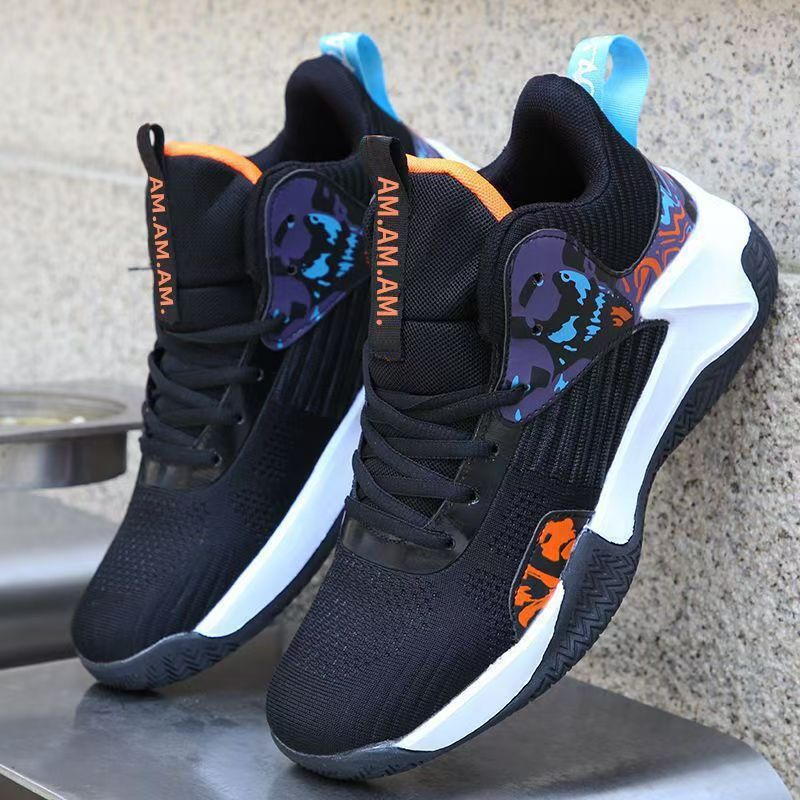 National Trend Basketball Casual Shoes And Teenagers New Versatile Breathable Mid Thickness Mesh Sports Shoes Mid High Top Training Shoes For Men Ddmy