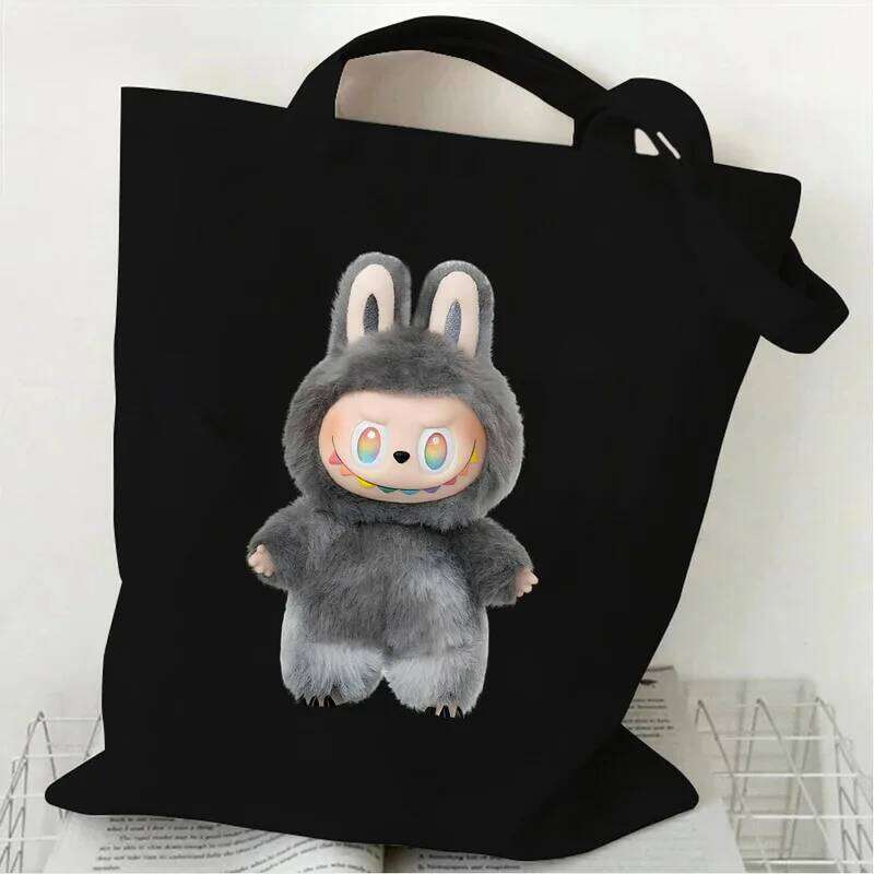 New Creative Labubu Cute Cartoon Large-Capacity Female Shoulder Han Feng Portable Canvas Bag With Design Sense