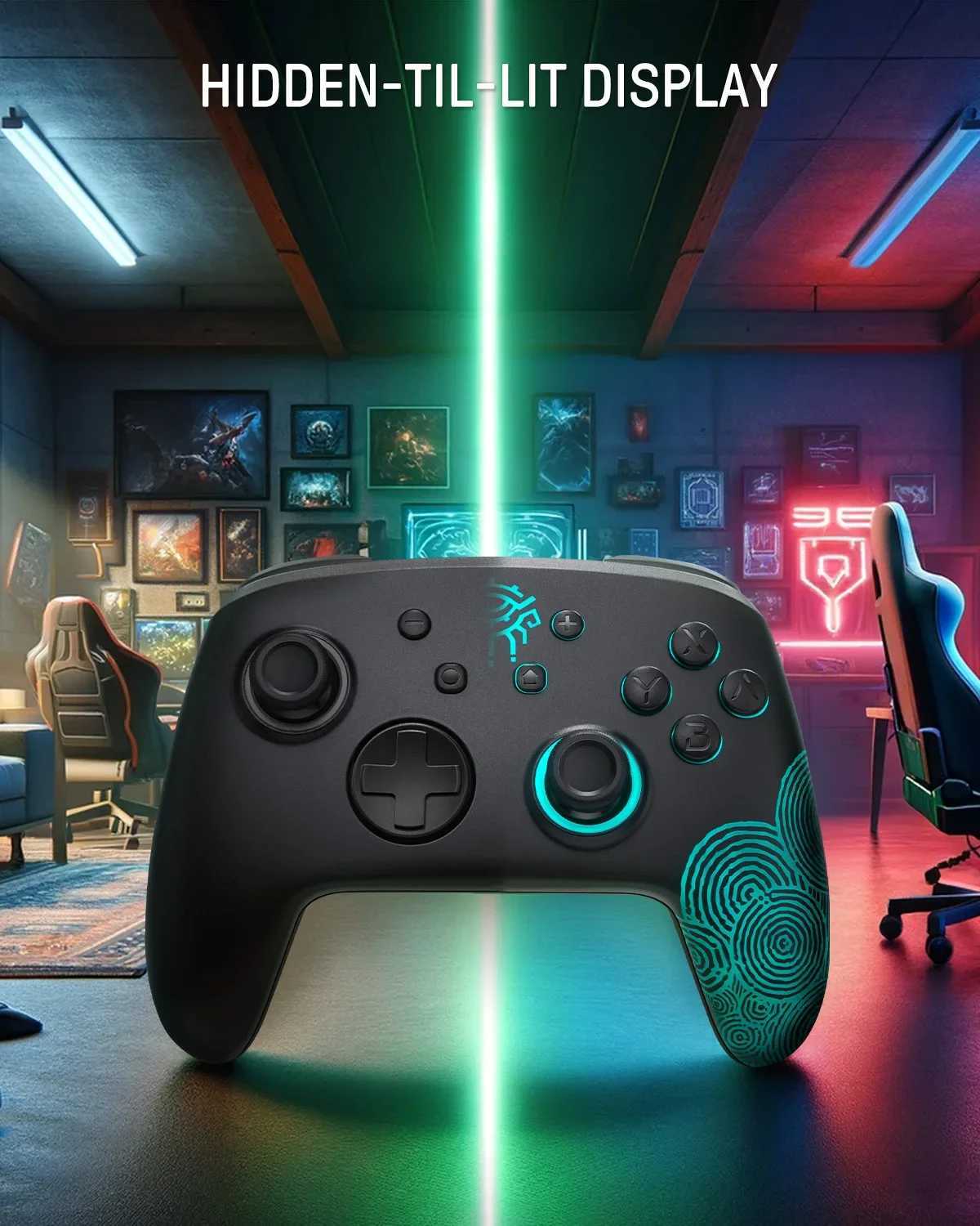 FUNLAB Luminous Pattern Wireless Pro Controller Compatible For Nintendo Switch Bluetooth Remote Gamepad with NFC Function/7 LED Z250617