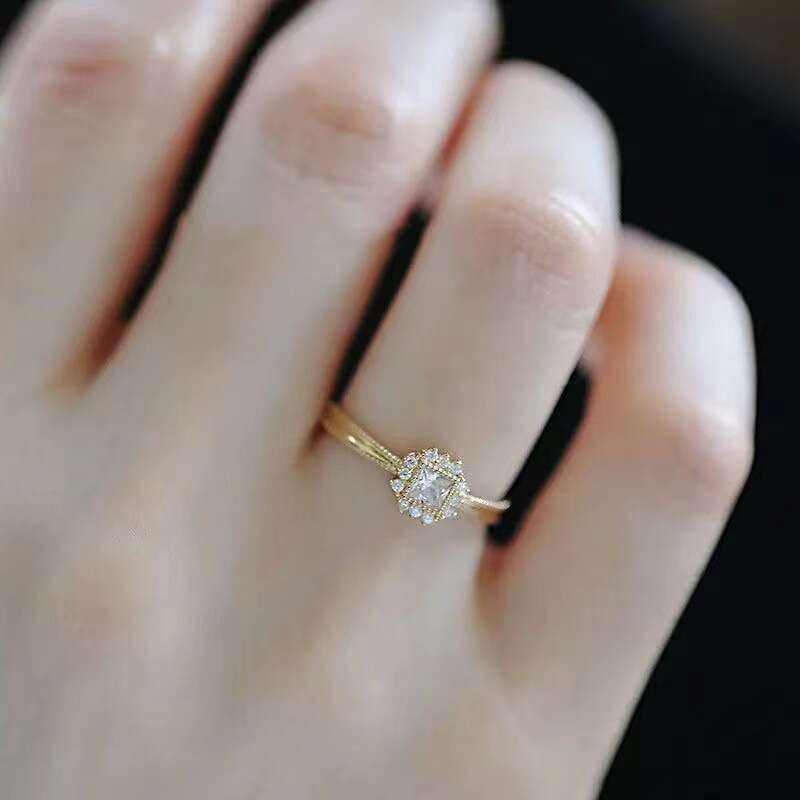 Sparkling Diamond Korean New Temperament Internet Celebrity Same Style Adjustable Open Fashion Light Luxury Ring Band
