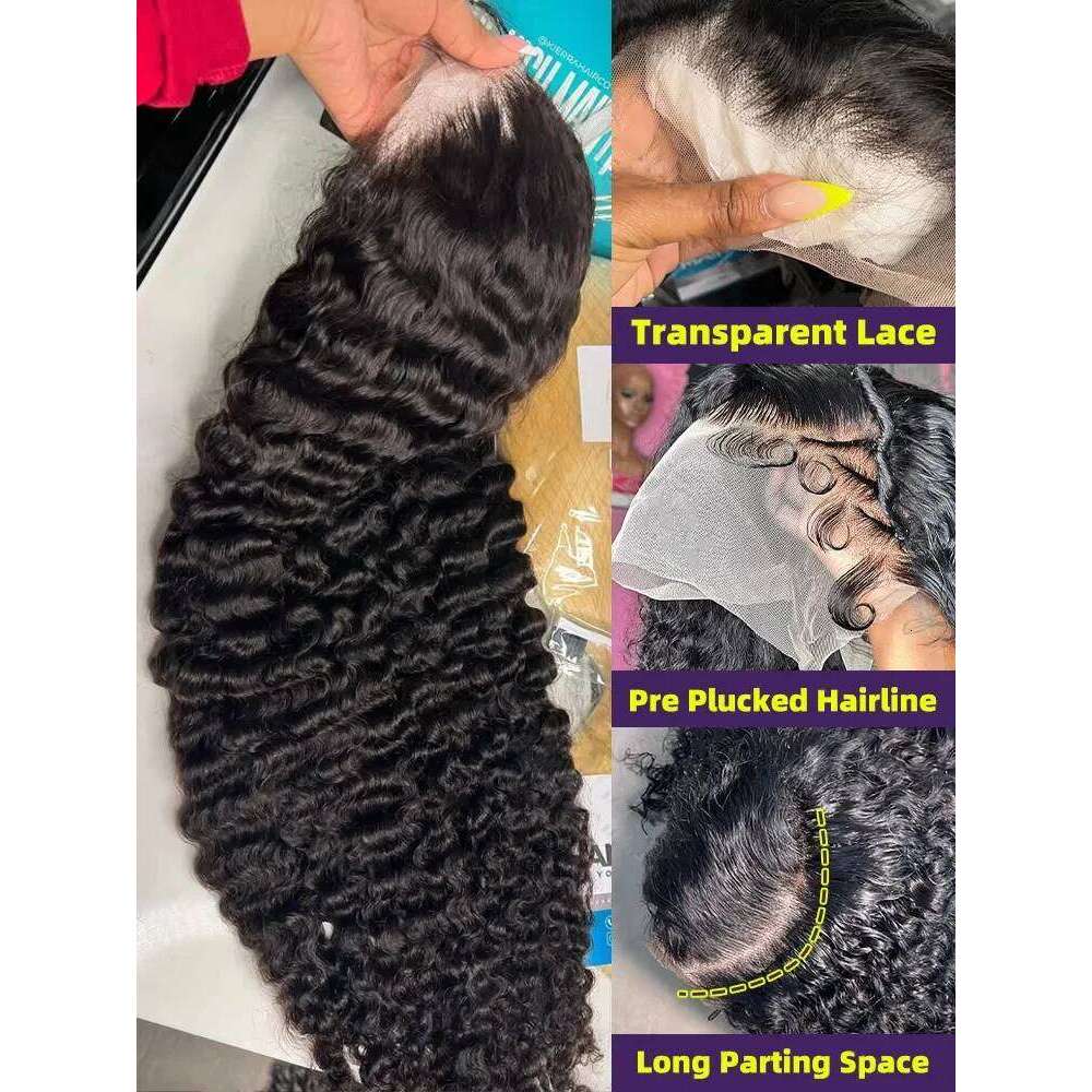 30 40 Inch Curly 13x4 13x6 HD Transparent Frontal Loose Deep Wave Human Hair 5x5 Closure Lace Wear Go Glueless Wig