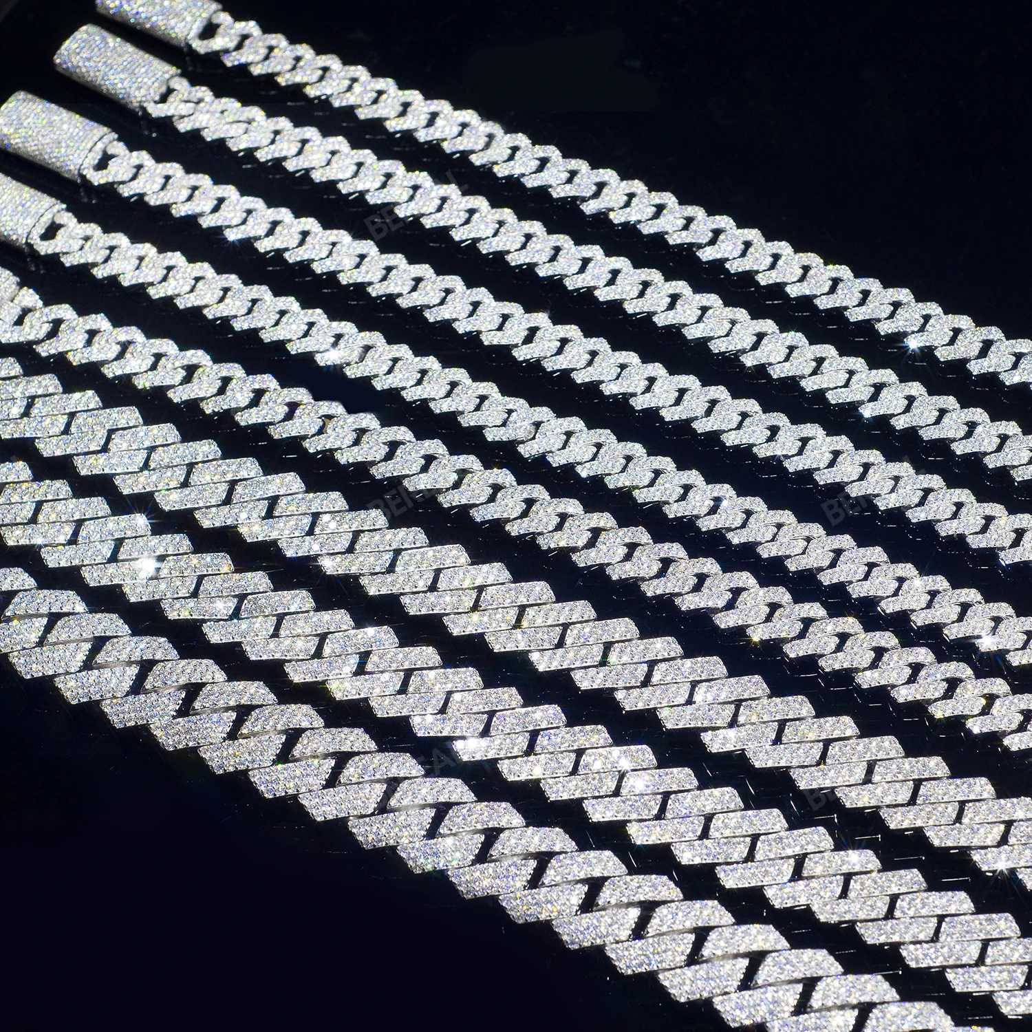 Iced Out 10-20mm Mens Miami Cuban Link Necklace Hip Hop CZ Cubic Zirconia Bling Prong Cuban Chain W250618
