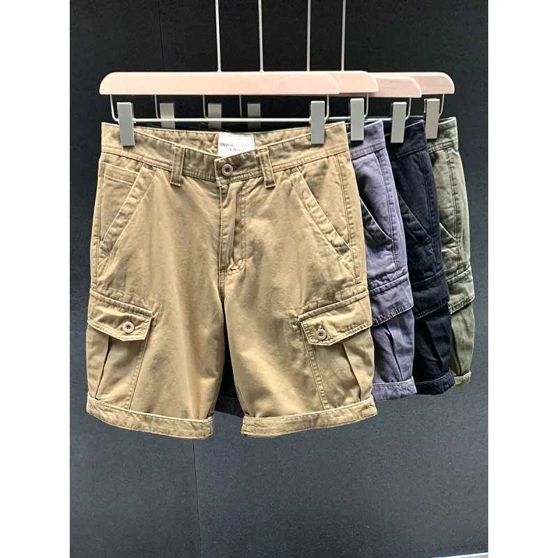 American High Street Multi-Pocket Pu Shuai Casual Overalls Pants Mens Summer Loose Sports Outdoor Pirate Shorts XJ250618