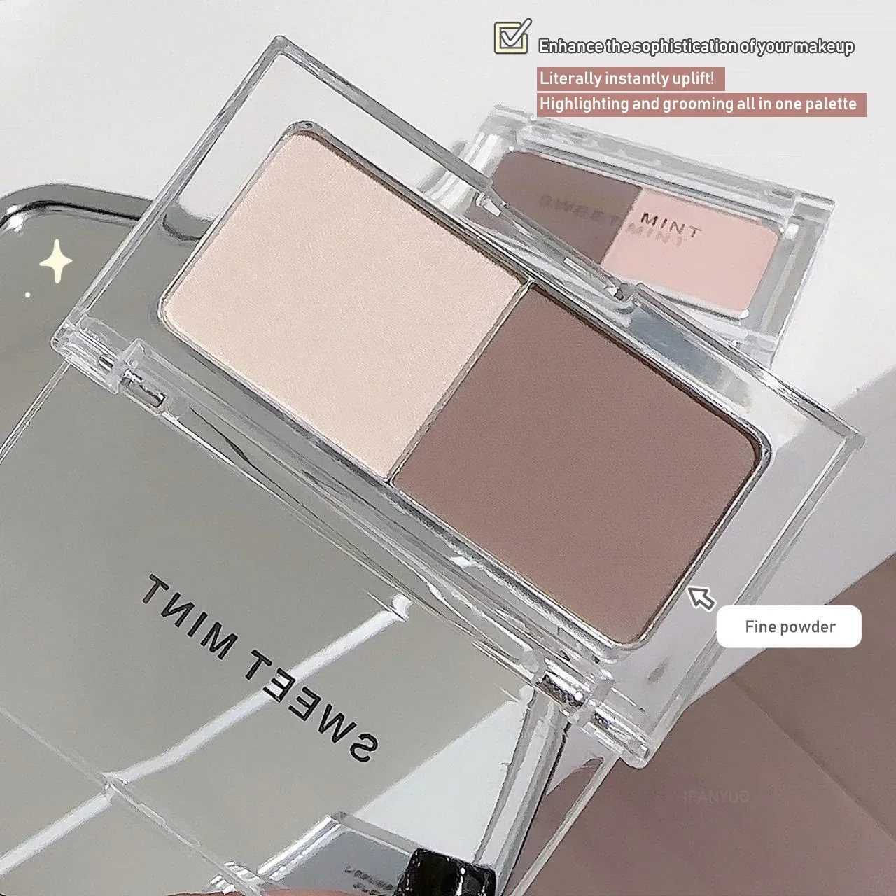 Two Colors Grey Nose Shadow Powder Matte Highlighting Contouring Palette Cheek Side V Face Matte Sculpting 2 in 1 Makeup Palette XJ250618