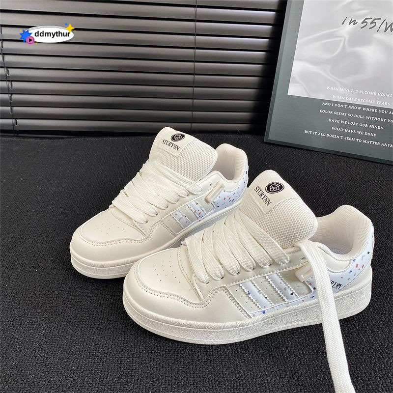 Zhao Lusi Thick-Soled White Sneakers 2025 New Spring Campus Style Street Fashion Casual Bread Shoes for Women ddmythur