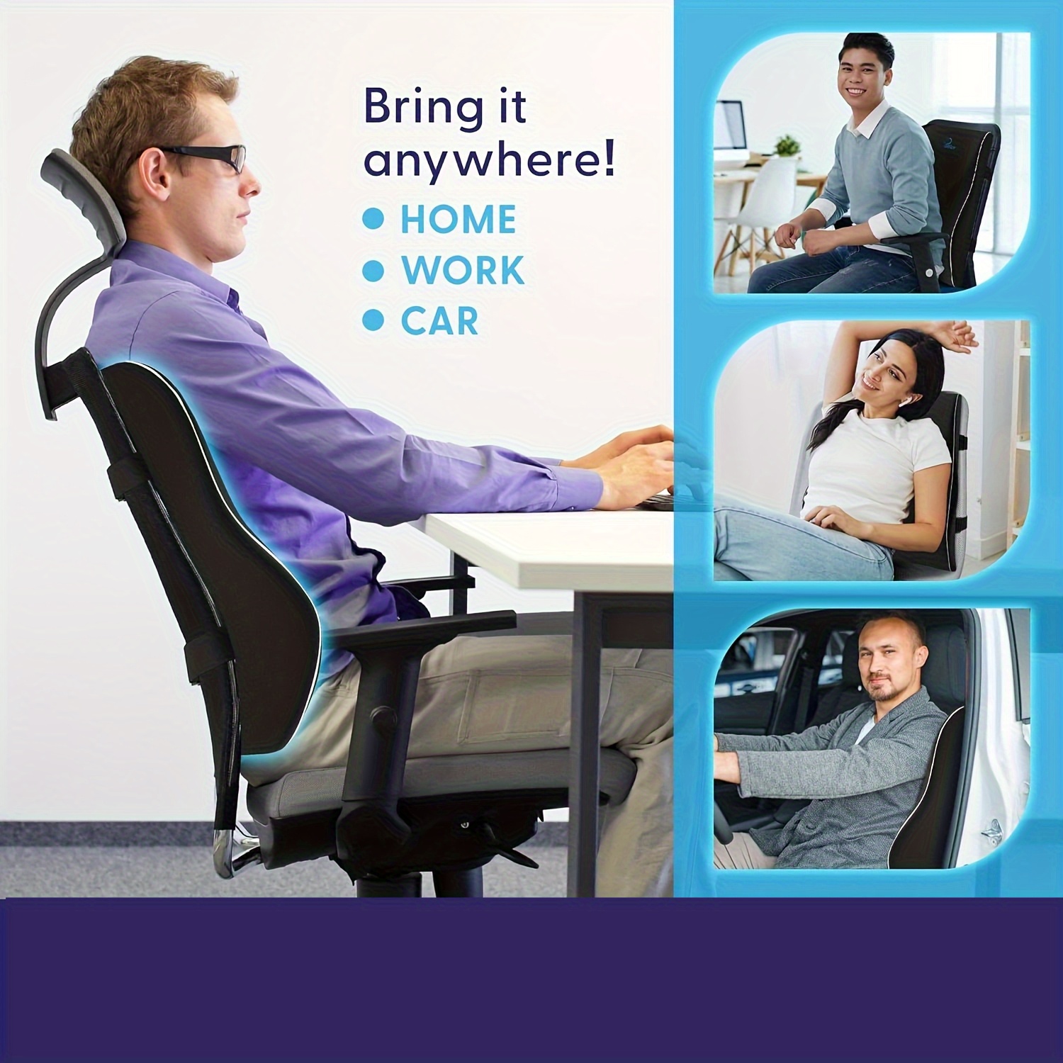 Slow rebound car lumbar office memory cotton slow rebound lumbar chair headrest