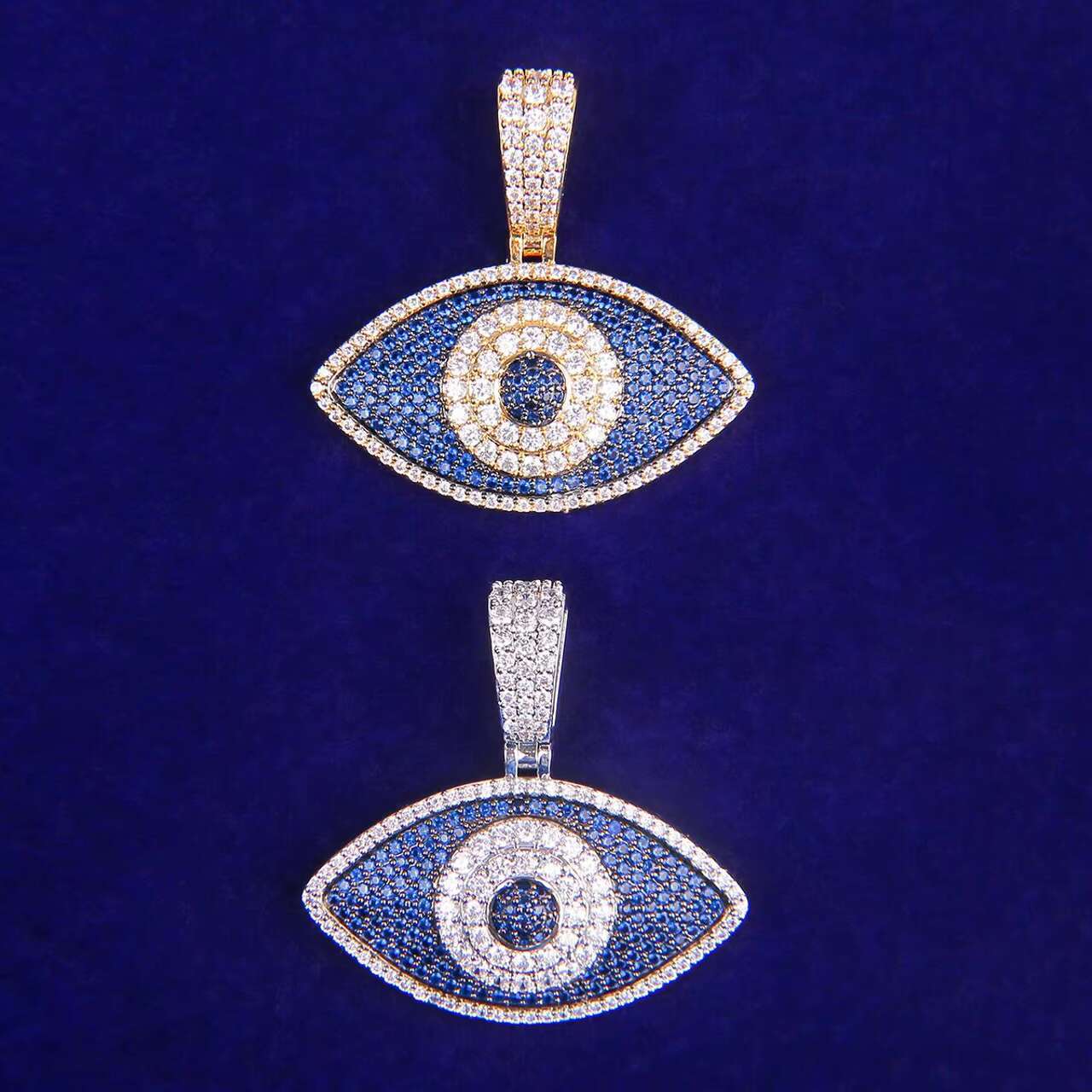 High Quality 18K Gold 925 Silver Plated Lucky Eye Pendant Moissanite Hip Hop Necklace with Turkish Jewelry Charms