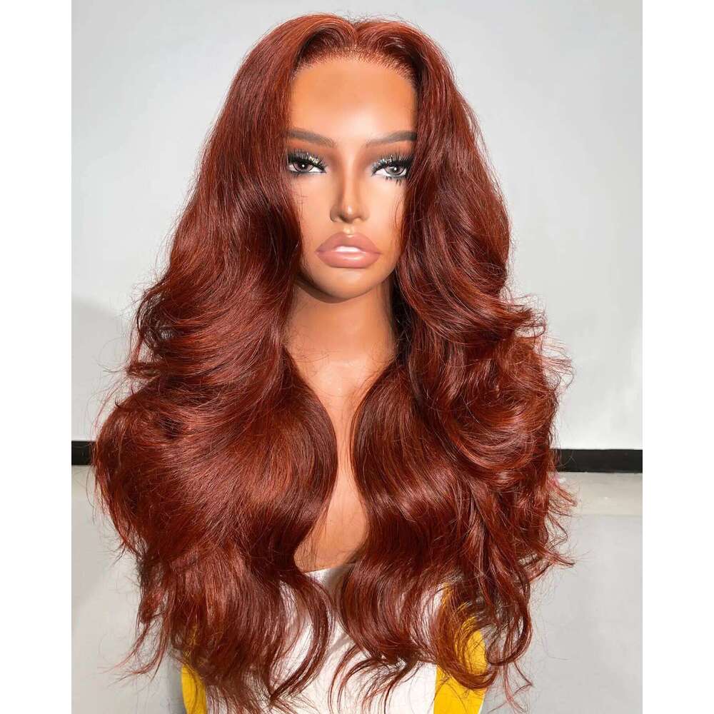 5x5 Reddish Brown Body Wave Closure Human Hair Ready to Go HD Frontal Wig Pre Cut Lace Glueless Brazilian