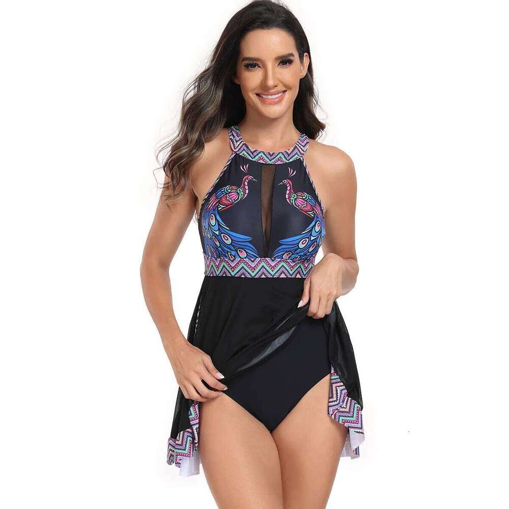 2024 new one-piece women's European and American sports plus size mesh skirt bikini swimsuit manufacturer wholesale