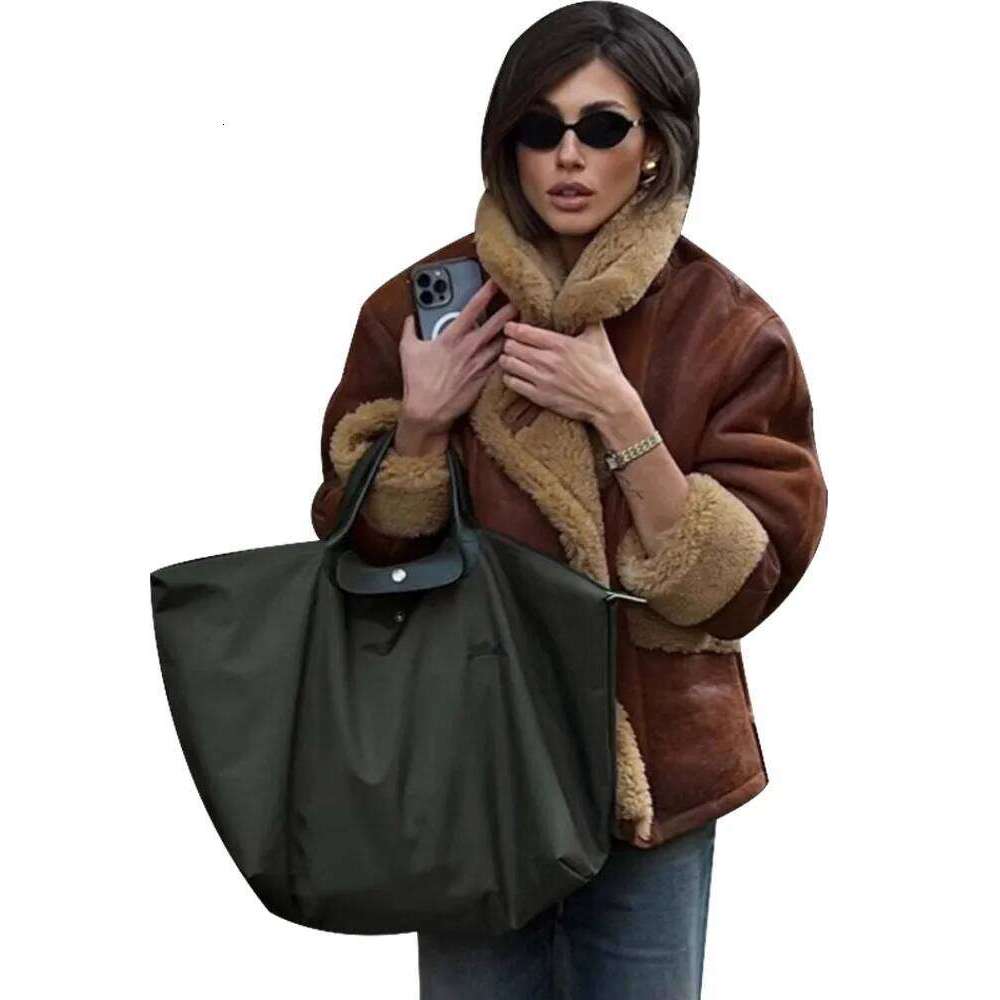Fashion Retro Brown Women's Jacket Coat Winter Plush Lining Soft Warm Windproof Coats Casual Loose Vintage Women Outerwears