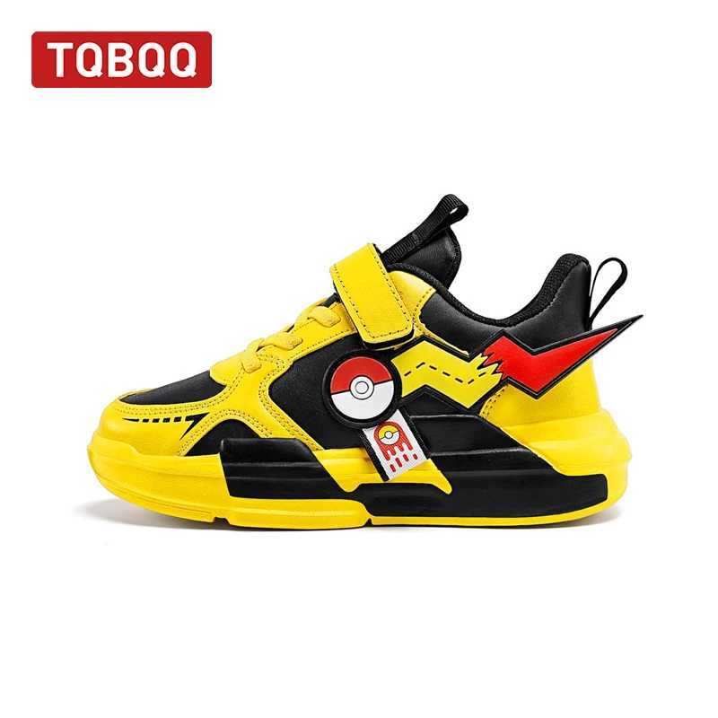 Kids Waterproof Leather Fashion Sneakers Boy and Girl Cute Sports Shoes Childrens Street Casual Walking Shoes - Yellow Z250618