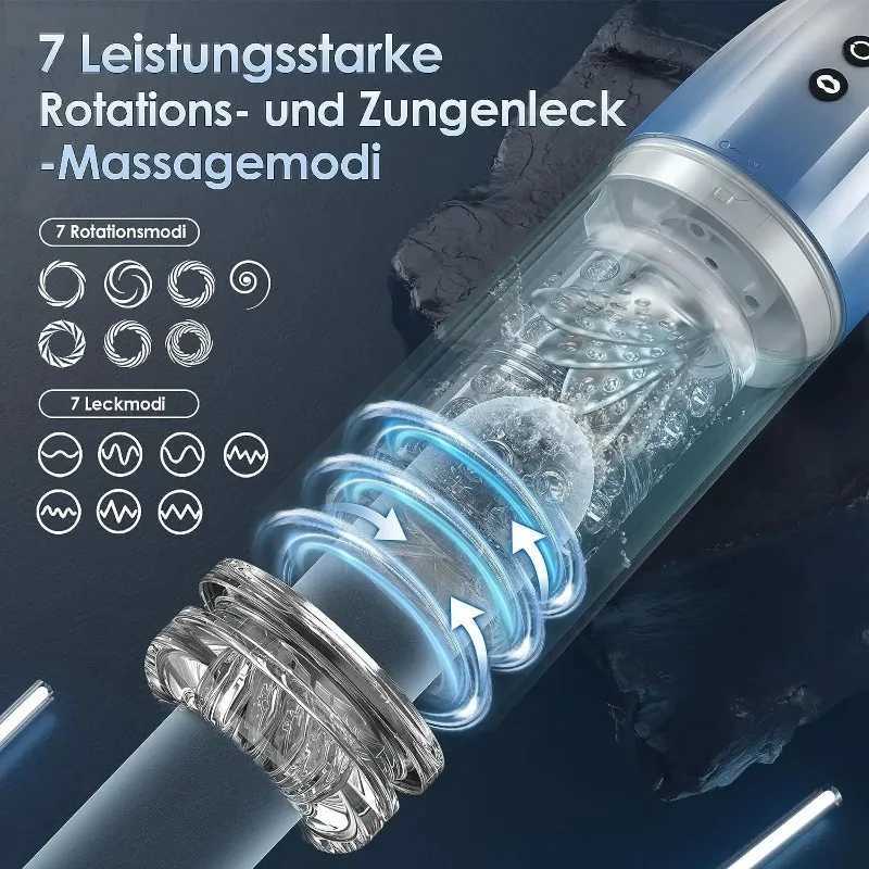 Mens Automatic Sucking Masturbation Cup Rotating Licking Blowjob Penis Massager Pocket Pussy Dicks Glans Stimulator Male Sex Toy W250618