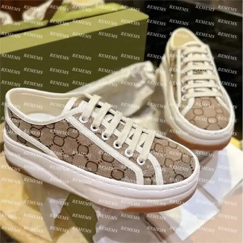 Designer tennis platform canvas sneakers for women men luxury trendy vintage increase ladies casual shoes 1977 print trainers Rem222
