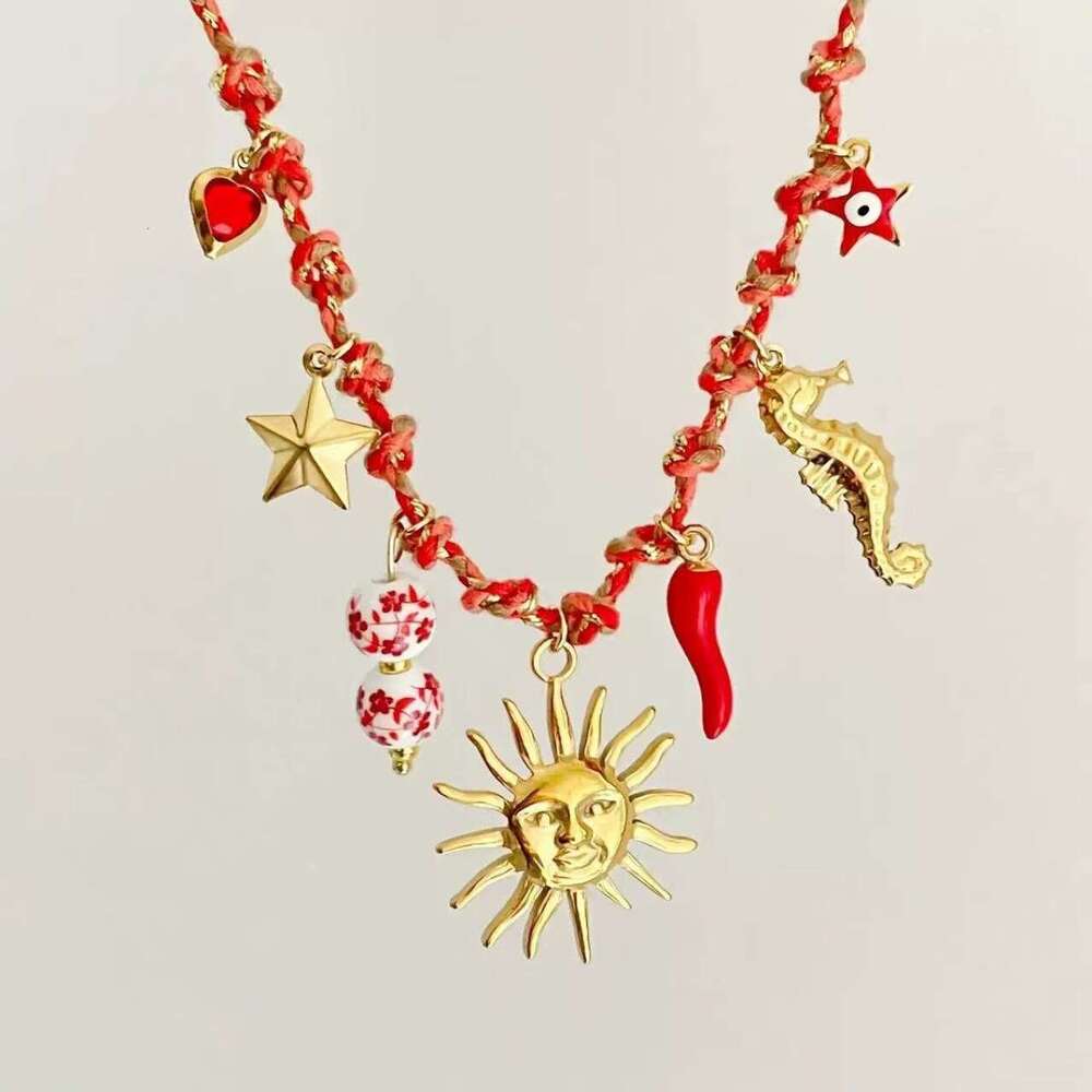 Luxury Jewelry Designer Necklace 2025 New Stainless Steel Necklace Sun Ocean Wind Shell Starfish Necklace Bracelet Combination Light Luxury Simple Vac
