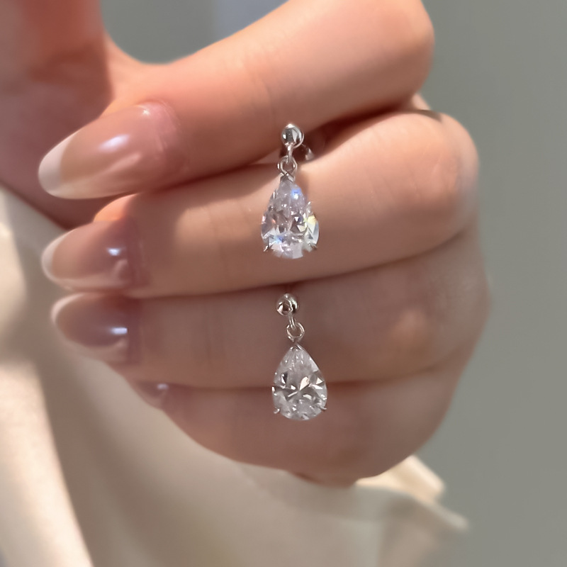 French Choucong Brand Stud Earrings Simple Fashion Jewelry 925 Sterling Silver Water Drop 5A Cubic Zircon CZ Diamond 18k Gold Party Lady Luxury Earrin