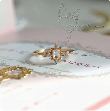 New Style Super Beautiful Luxurious Light Luxury Cut Sri Lankan Moonstone 14K Gold Plated Ring for Women Gift