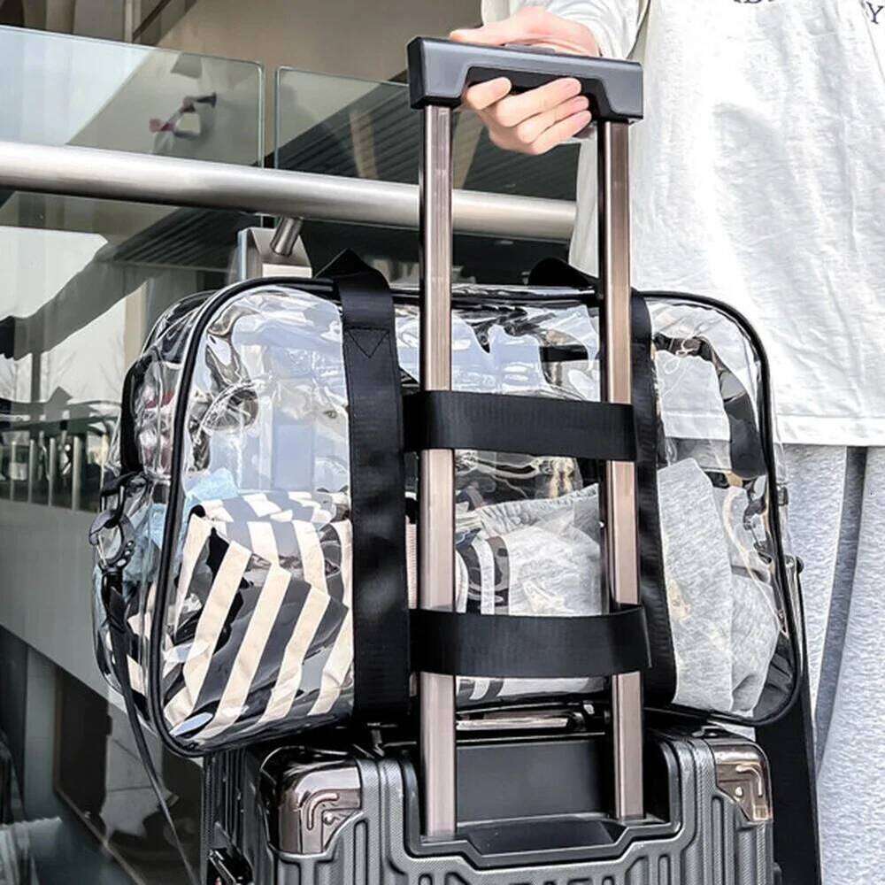 Transparent PVC Clear Duffel Women Men Travel Tote Handbag Waterproof Anti Theft Stadium Approved Sport Fiess Bag