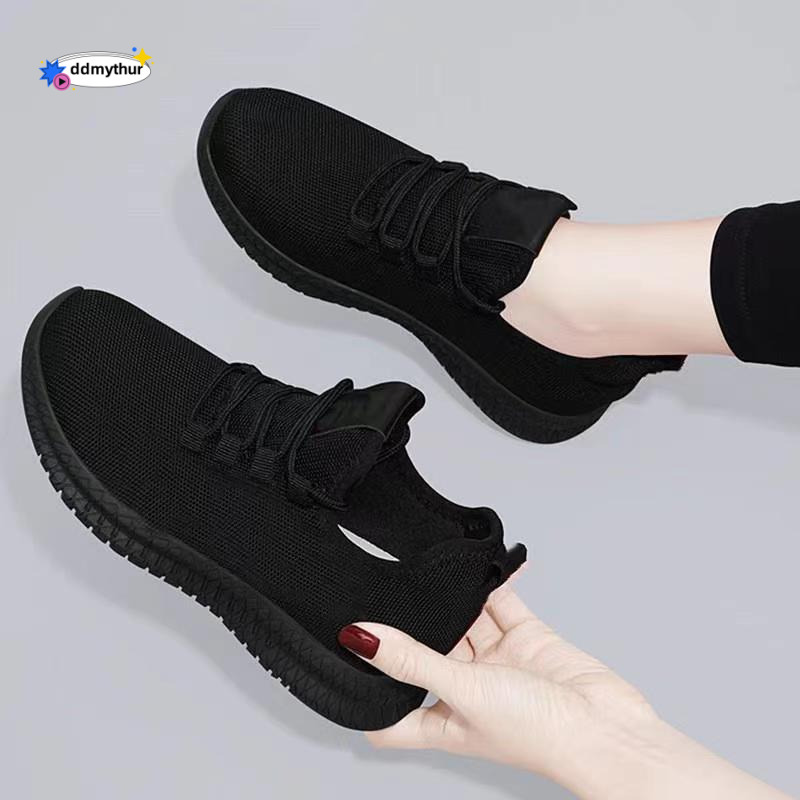 Women's 2025 Summer New Korean Style Versatile Casual Lightweight Non-Slip Sneakers Flyknit Comfortable Cloth Shoes ddmythur