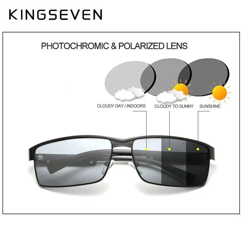 KINGSEVEN Men Polarized Photochromic Sunglasses Design Women Chameleon Sun Glasses UV400 Anti-glare Driving Square Eyeglasses