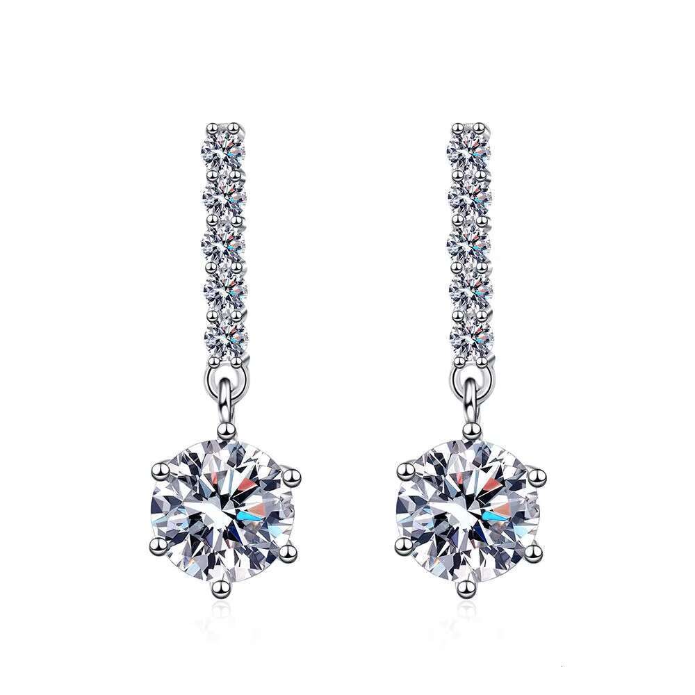 Wholesale Vvs Moissanite Jewelry 925 Sterling Silver 2ct Moissanite Diamond Drop Stud Earrings for Women