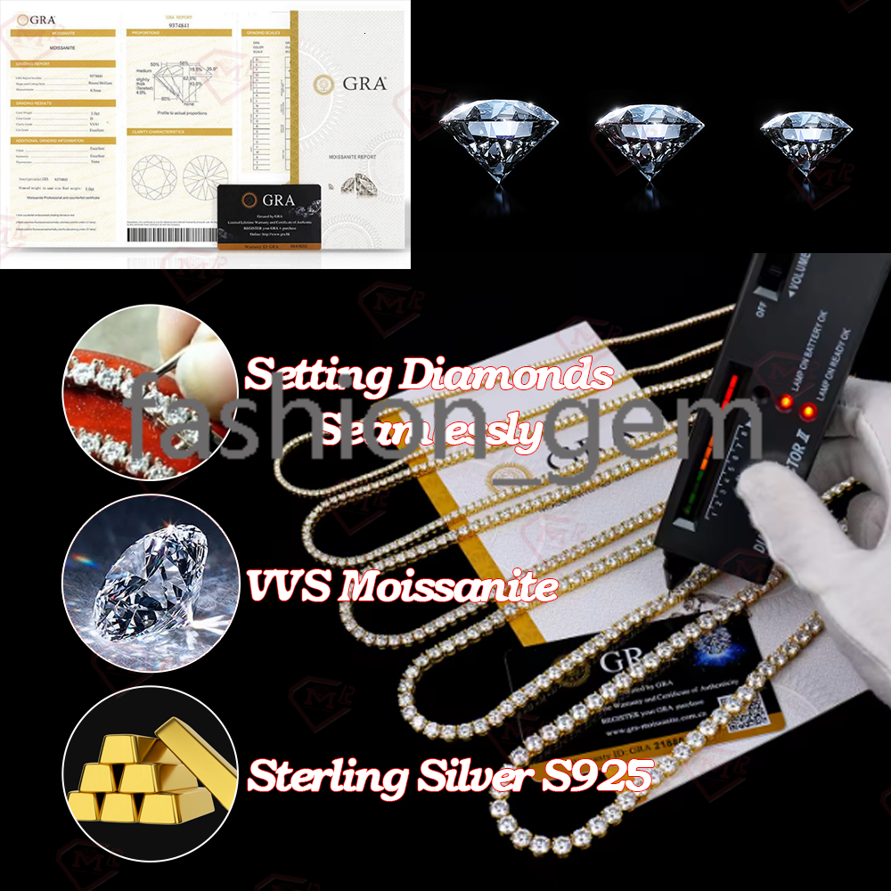 7MM Tennis Chain Necklace Customized Flower Shape S925 Hip Hop Jewelry Moissanite Tennis Chain