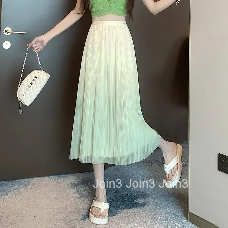 Midi Mesh Woman Skirt Chiffon Skirts for Women Tulle High Waist Streetwear 2025 Trend Vintage Stylish New in V Clothing Sales