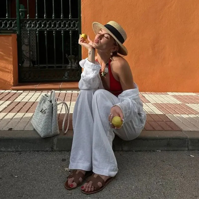 Straw Hat Summer Versatile Womens Fashionable Temperament Black Strap Top Hat Outdoor Vacation Sunscreen Hat Hoed Dames 250618