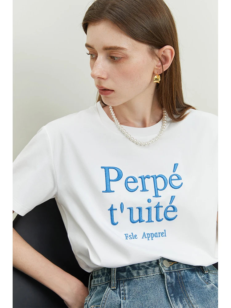 Simple Style Loose Short-sleeved T-shirt for Women Summer New Round Neck Cool Letter All-match Top Female