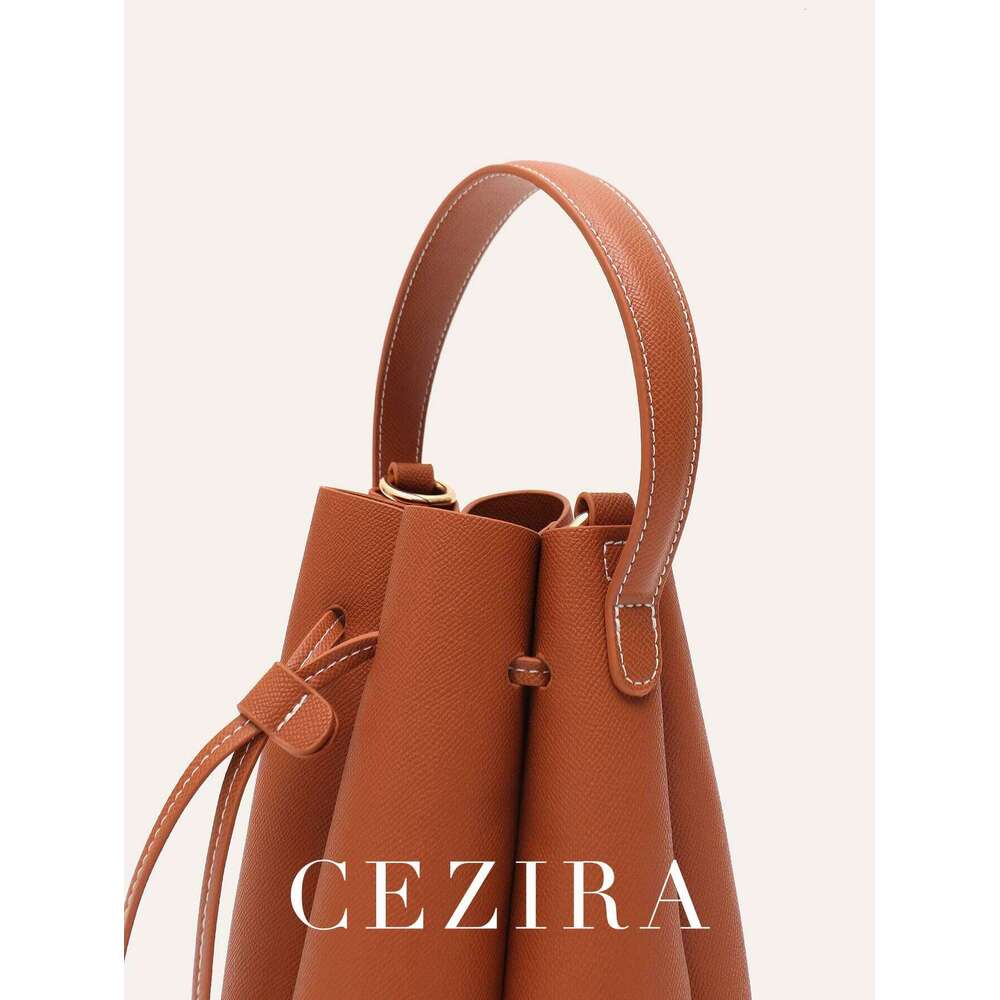 CR Women's Chic Design Top-Handle Bucket Bag PU Leather Patchwork Petals Shaped Drawstring Closure Shoulder Cross Body Handbag