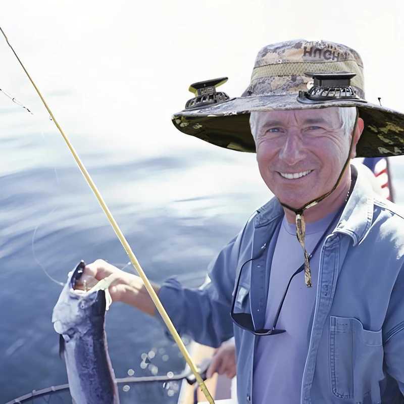Outdoor Wide Brim Sun Hat With 2 Solar Fans Sun Bucket Hat For Men Women UPF 50+ Bucket Fishing Beh Hat With Built In Fan L250617