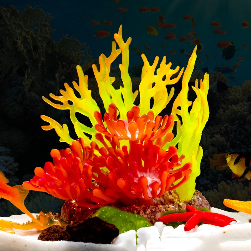 Artificial Silicone Underwater Coral Aquarium Fish Tank Simulation Decoration Aquarium Backgrounds Plants Water Grass Decora 250613