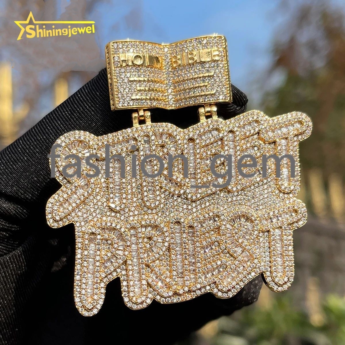 Custom Fashion Men Hip Hop Rapper Jewelry Letter Pendant 925 Silver With VVS D Moissanite Iced Out Diamond Brass moissanite Pendant