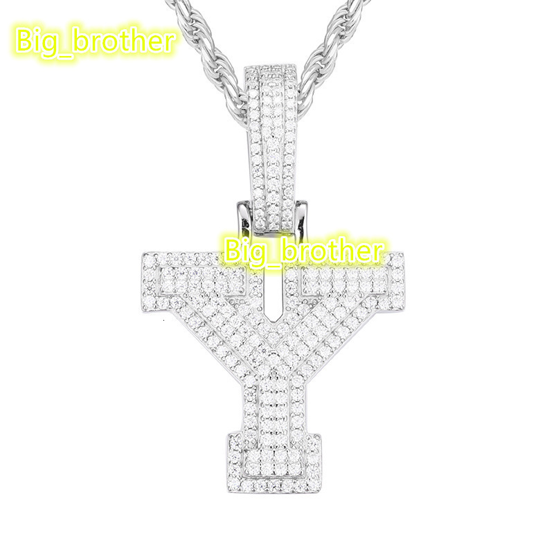 2025 New Arrival European American Style S925 Silver Inlaid Moissanite Pendant 26 Letters Solid Trendy Hip Hop Accessories Stock