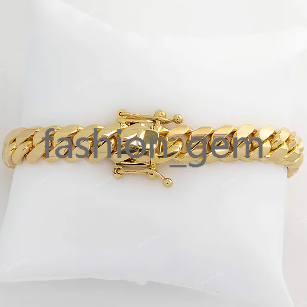 Bold Custom Hip Hop 10K Solid Gold Cuban Chain Bracelet Glittering Iced Out Moissanite Diamonds