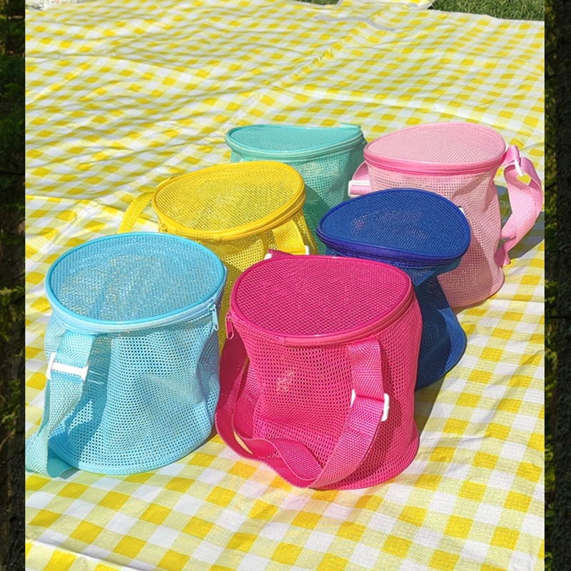 New Beach Children's Shell Outdoor Butterfly Dragonfly Shrimp Fishing Wild Picking Mesh Cylinder Storage Bag