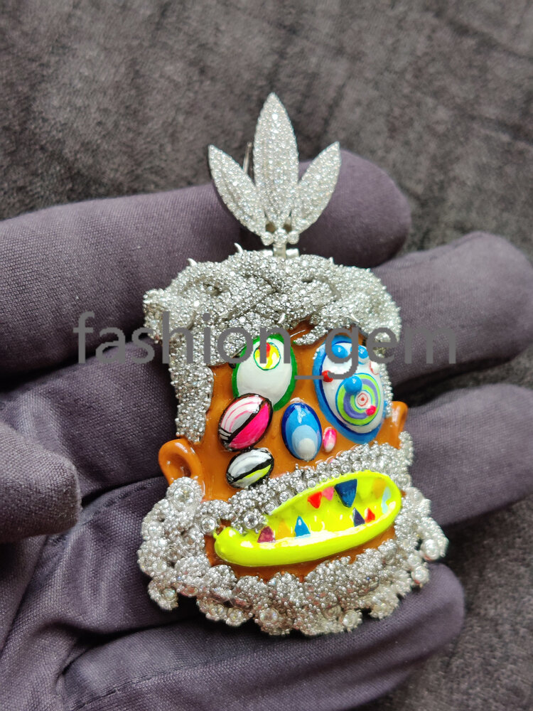 Custom 7.20 Ct Diamond Pendant 925 Silver Iced Out VVS Moissanite Pendant Faced Mossanite Jewelry Gift for Him