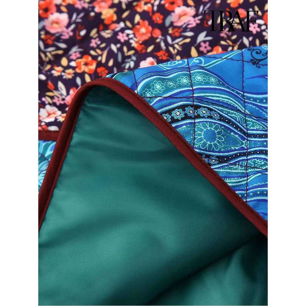 Women Fashion Ethnic Color Crash Floral Personalized Patch Single Breasted Trendy Warm Casual Jacket