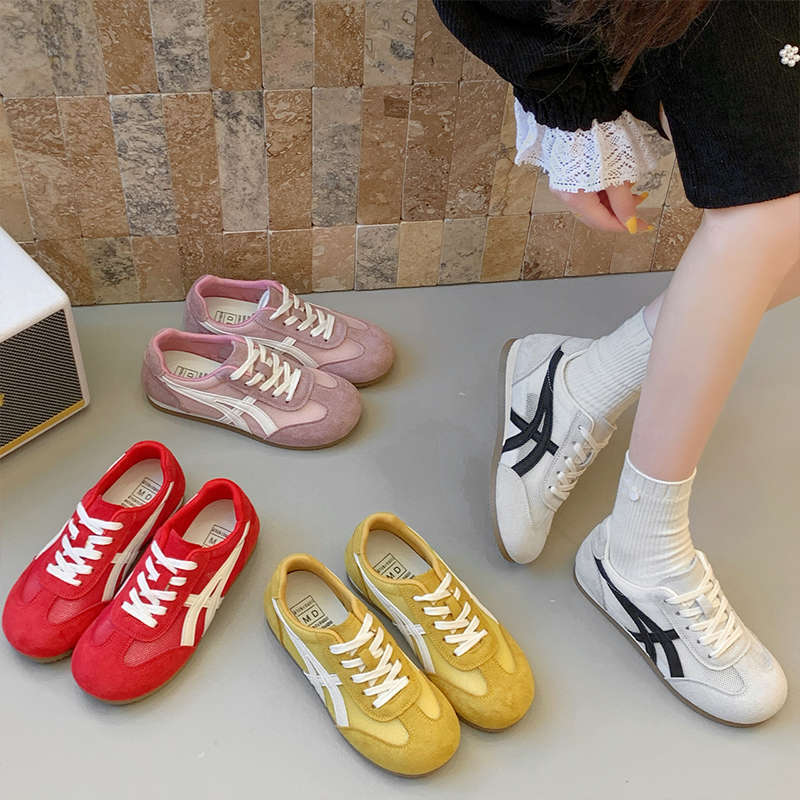 Dexun Women 2025 New Spring Summer Breathable Mesh Casual Versatile Sneakers Flat Red Board Shoes ddmythur