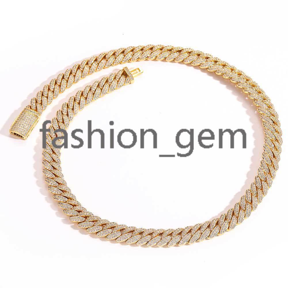 10mm Diamond Cuban Link Chain 18K Gold Plated Iced Out Miami Cuban Chain Necklace for Men Women