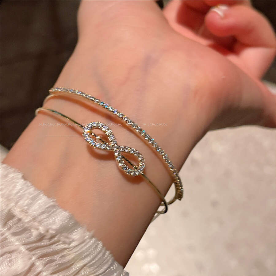 Adjustable Open Full Figure Eight Round Circle Beautiful Must Share with Everyone Jewelry Double Layer Bracelet
