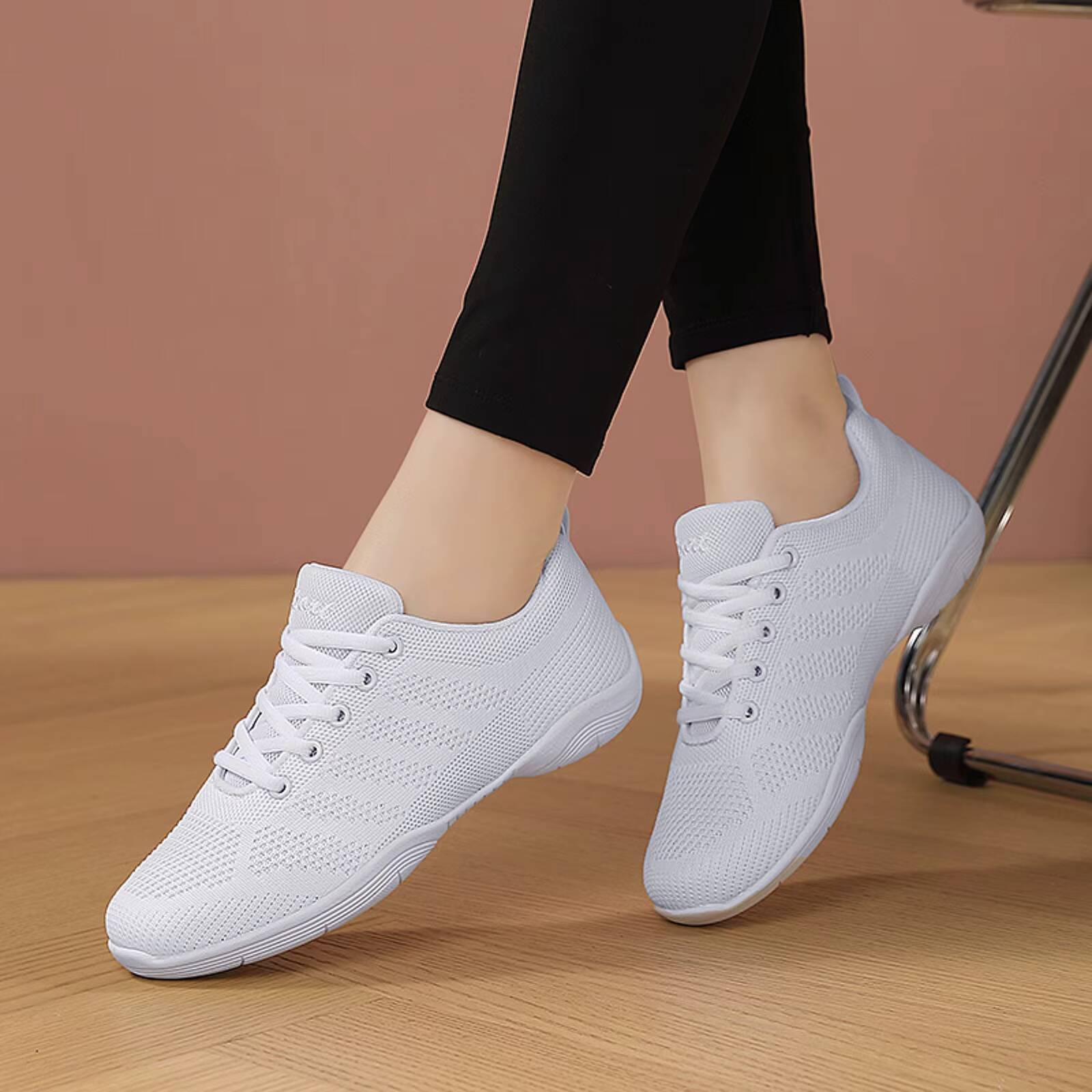 Ddmyshoesvip Girls White Cheerleading Team Children's Shoes Breathable Youth Cheering Competition Shoes Sports Training Dance Kid Wedges For Girl