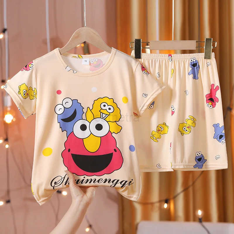 Sanrio Cinnamoroll Pajamas Set for Kids Cartoon Kawaii Monster Sleepwear Baby Short-sleeve Girls and Boys Home Thin Clothes Set SummerXJ250618XJ250618