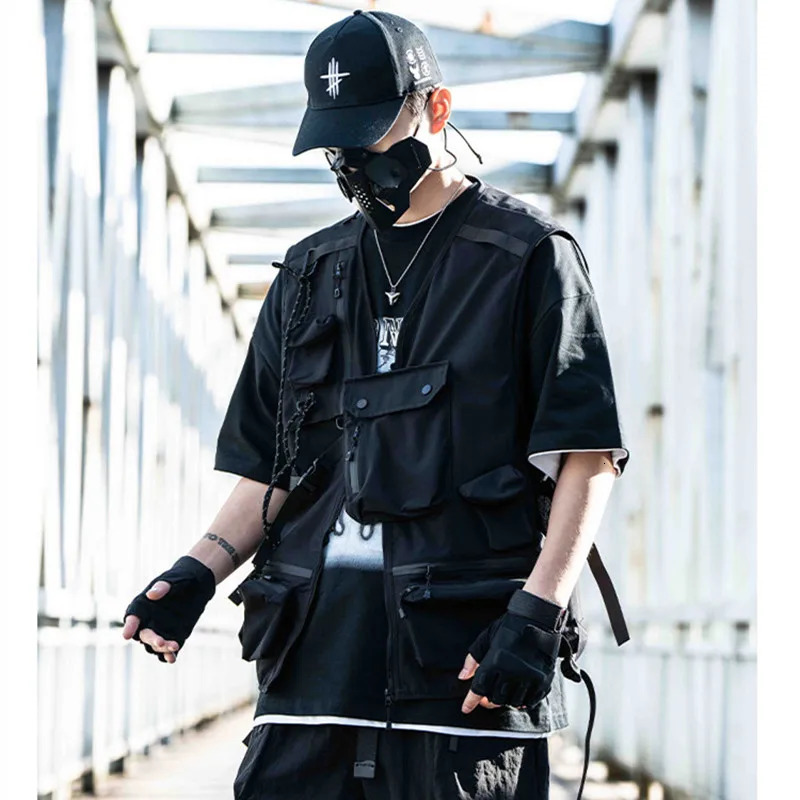 Tactical Multipocket Hip Hop Punk Techwear Cargo Vest Men Women Outdoor Functional Sport Casual Sleeveless Waistcoat 250617