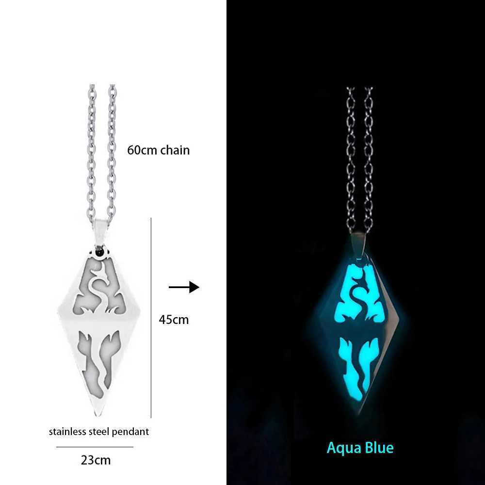 Hiphop Rock Stainl Steel Chain Luminous Alloy Dragon Pendant Glowing Necklace Night Dance Disc Glow In The Dark NecklaceC250617