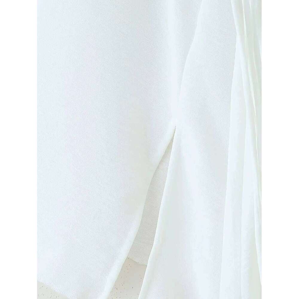 Designer Clothing 2025 Summer Beach Style Long White V-Neck Lace Drawstring Waist-Hing Women's Casual Dress Streetwear