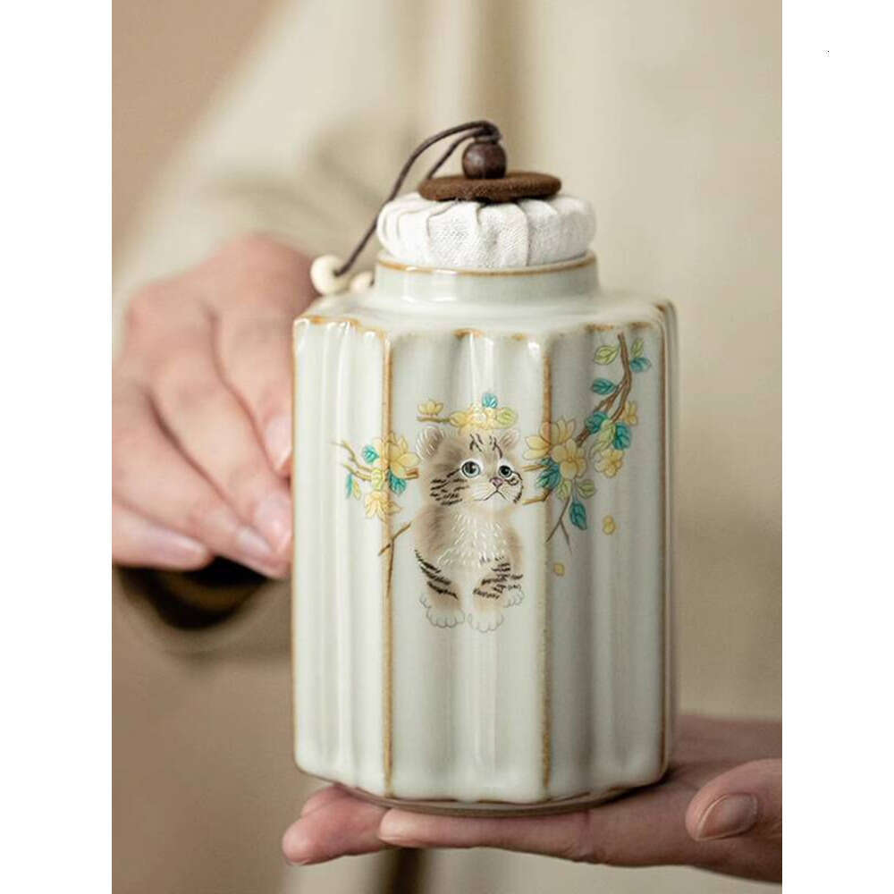 Medium Ceramic Pet Urn for Cats and Dogs - Moisture - Proof Sealed Storage