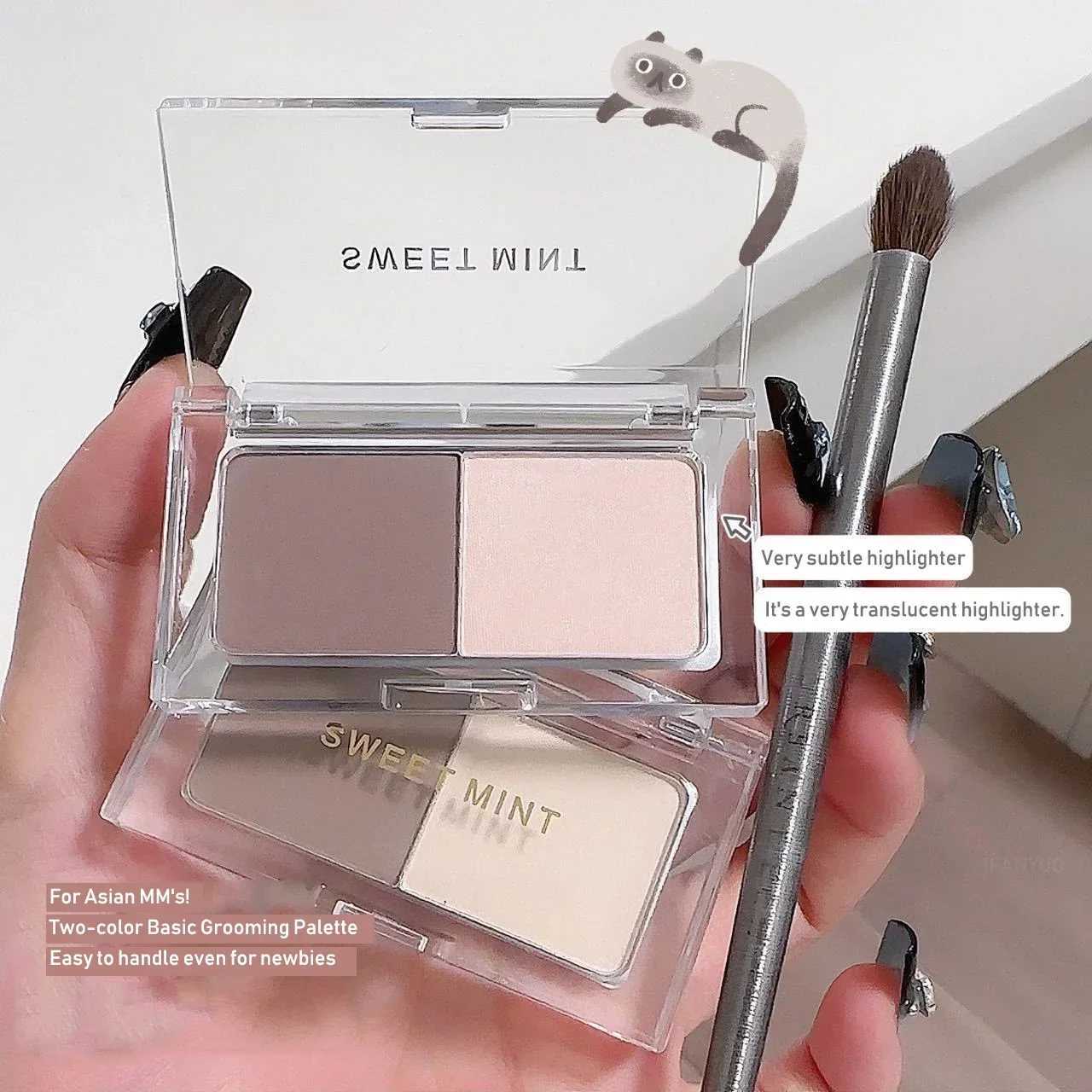 Two Colors Grey Nose Shadow Powder Matte Highlighting Contouring Palette Cheek Side V Face Matte Sculpting 2 in 1 Makeup Palette XJ250618